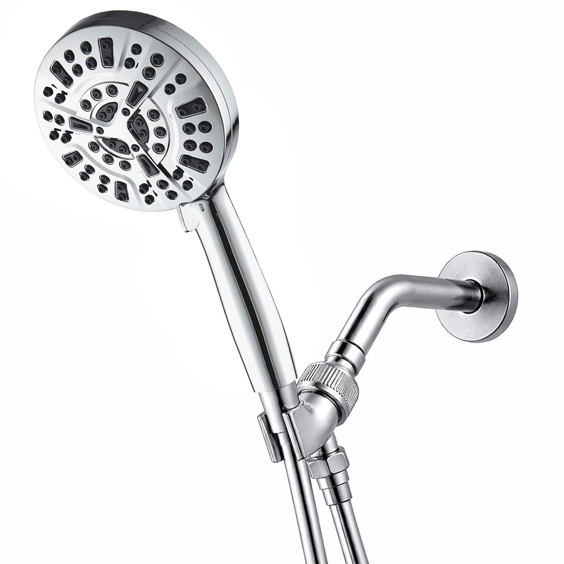 Luxe 10 Mode Showerhead Shower Essentials Kit in chrome, front view