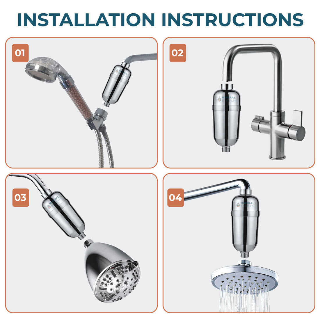 Advanced Shower Filter for Hard Water - step-by-step installation instructions