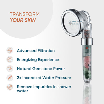 MineralStream Chakra healing crystals and ionizing beads inside the transparent handle