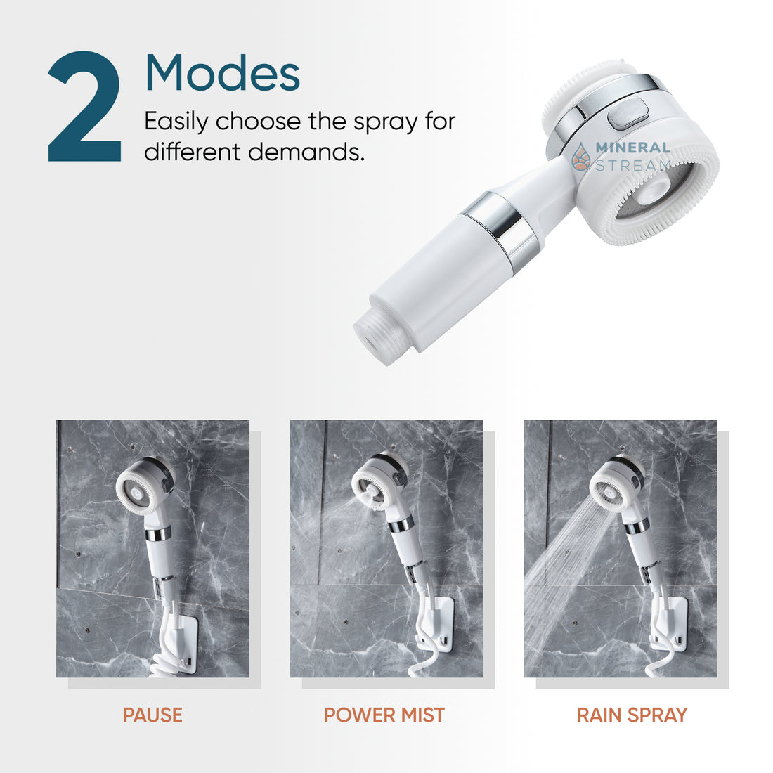 MineralStream™ Cotton filtered shower head, close-up of the spray face