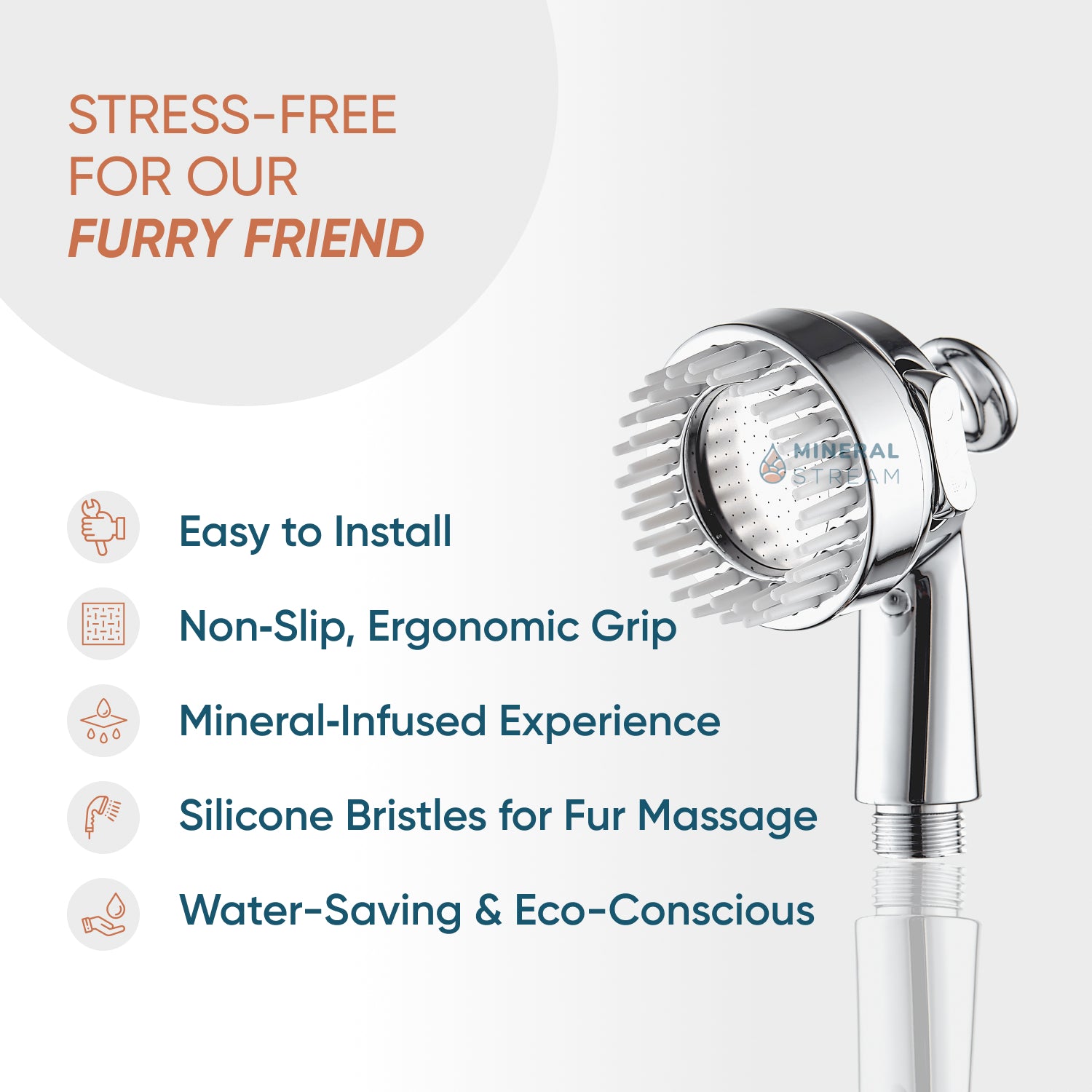 Dog Spa Shower Head being used to wash a dog with gentle spray