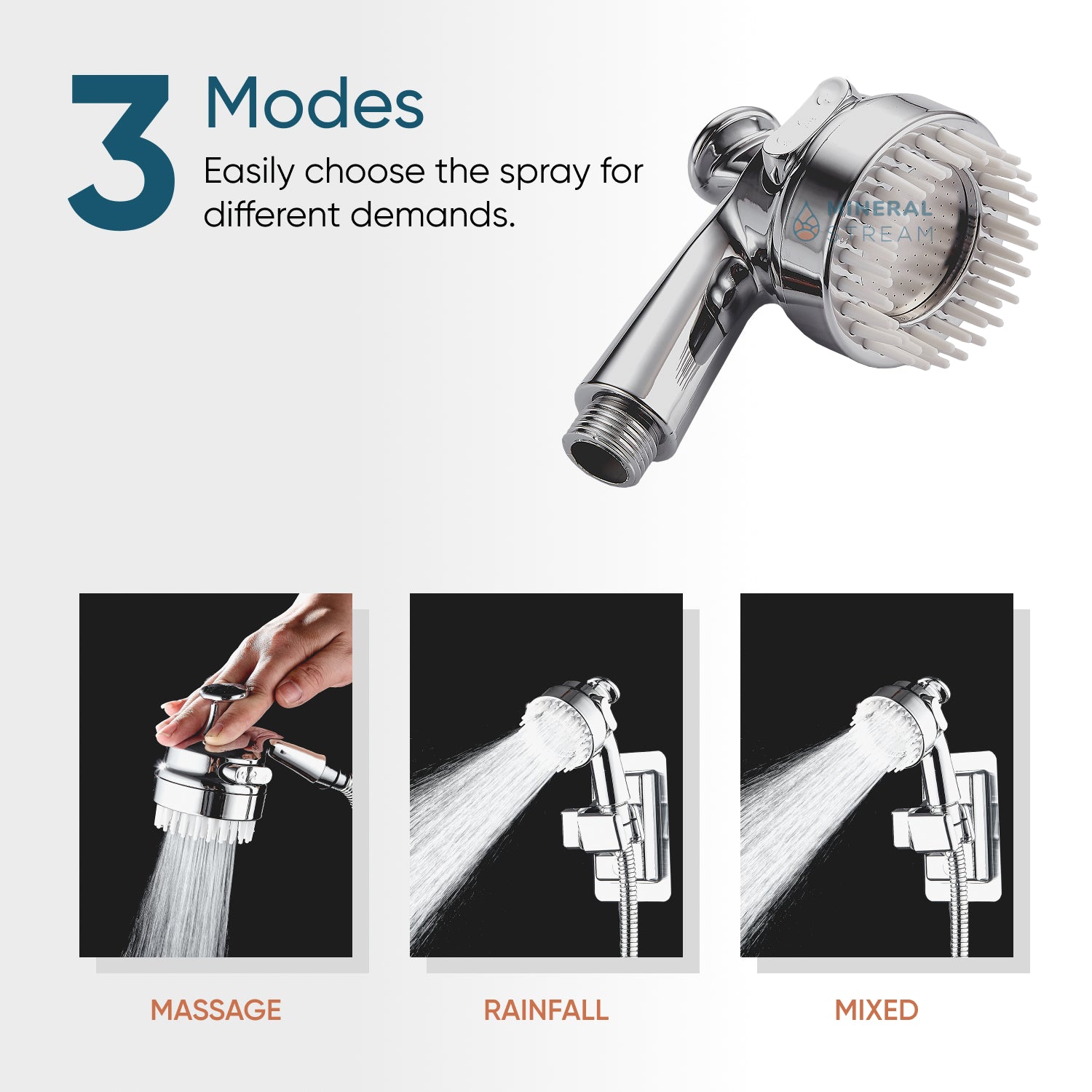 Dog Spa Shower Head kit laid out with showerhead, 1.5m hose and shower head holder