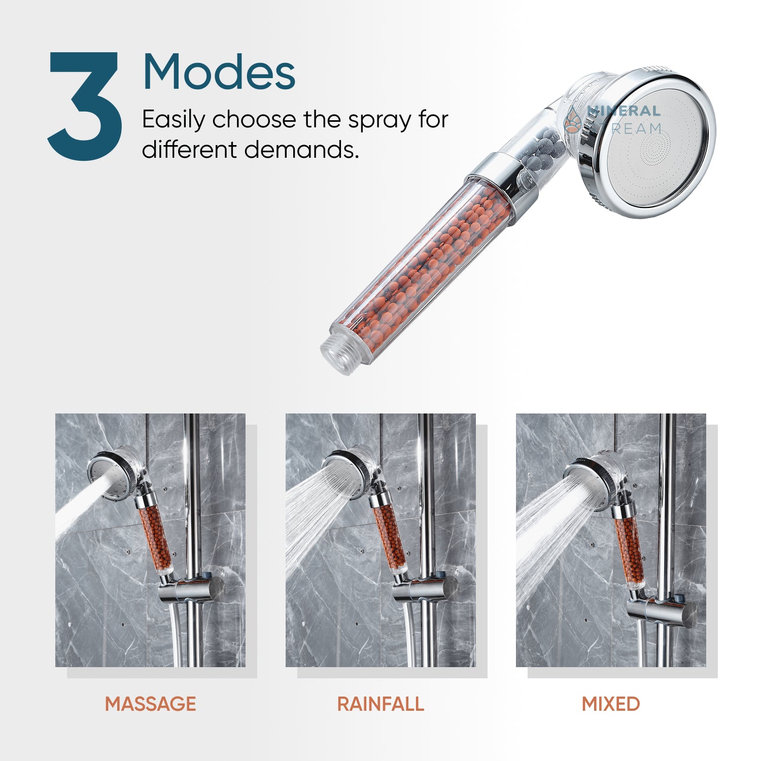 Eco-Friendly Showerhead Complete Shower Kit - chrome shower head front view