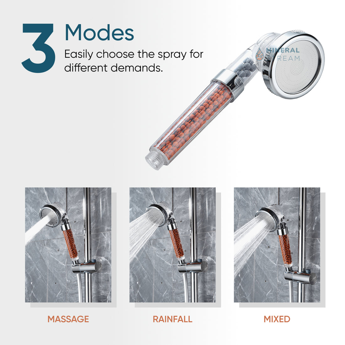 Eco-Friendly Showerhead Complete Shower Kit - chrome shower head front view