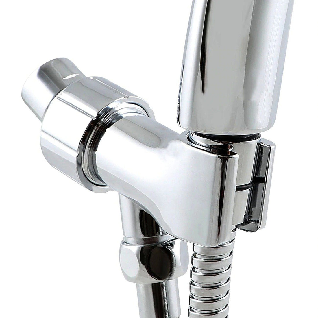 MineralStream chrome shower head holder bracket with adjustable rotating ball joint