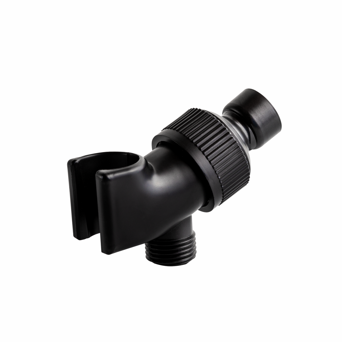 MineralStream Shower Head Holder in matte black - front view of the wall-mount bracket
