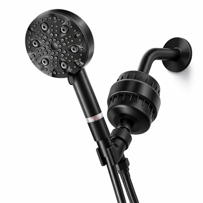 MineralStream Luxe 9 Mode Showerhead Complete Kit in black