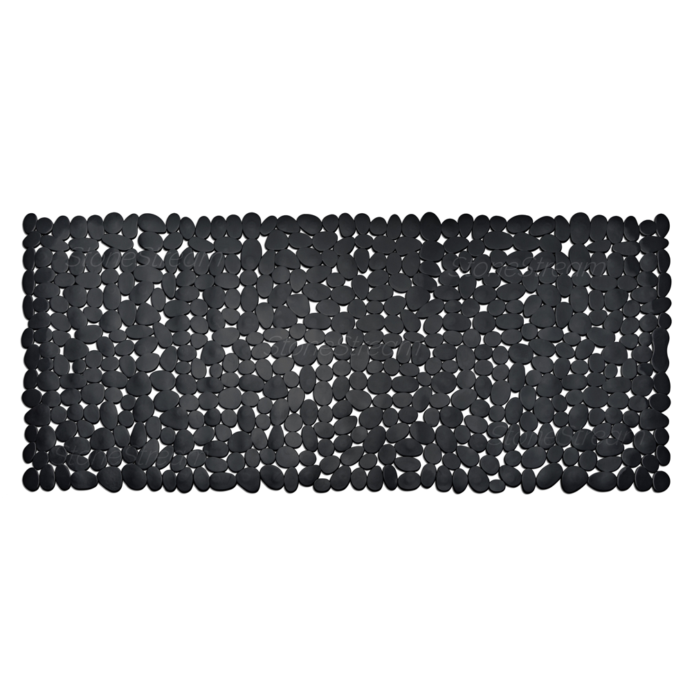 MineralStream Anti Slip Bath Mat in black, top textured surface and suction cups