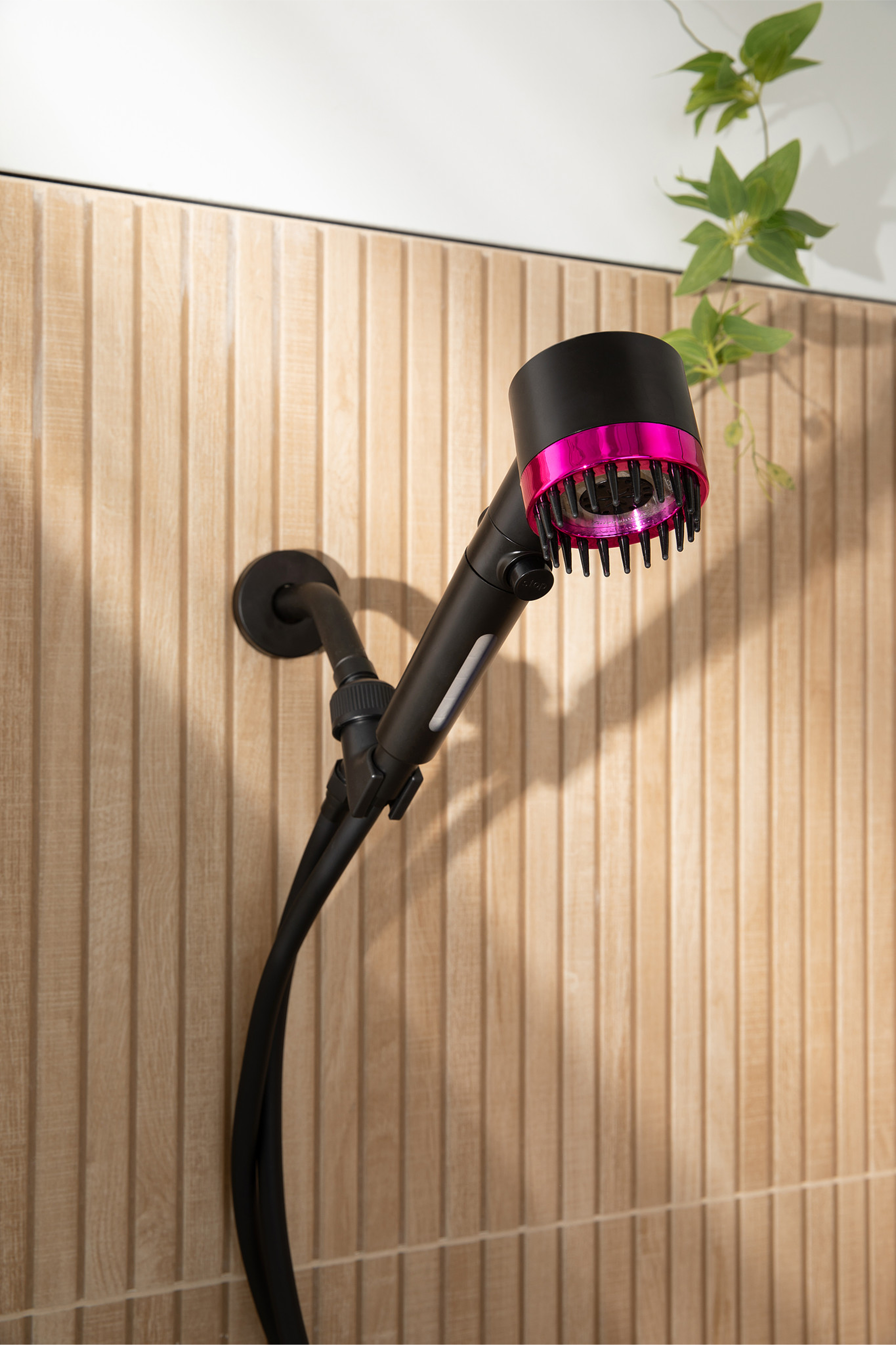 MineralStream Massage Filtered Shower Head in use during a shower