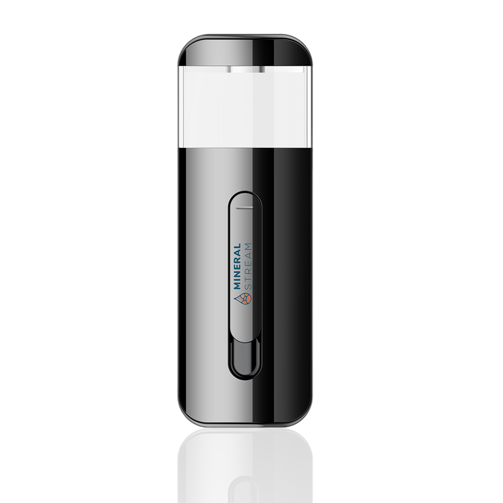 Hydrogen Water Face Mist in black — portable device in use