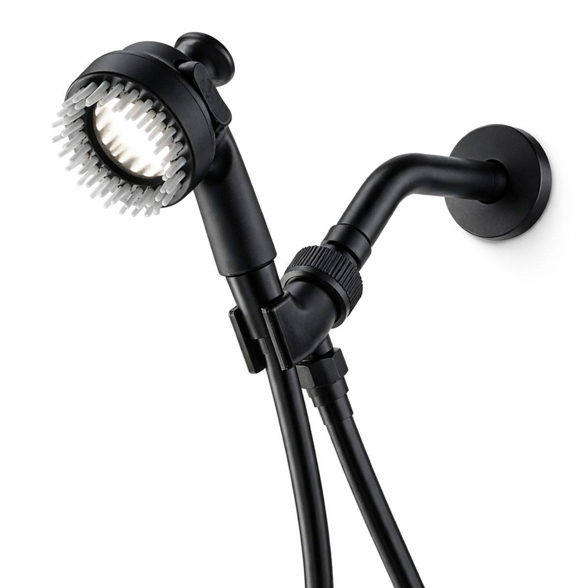Dog Spa Shower Head Essentials Kit in black, components shown