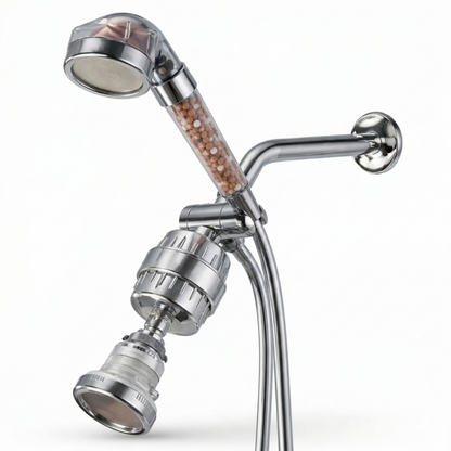 LED Ionic Dual Shower System - front view of bundles by Mineral Stream