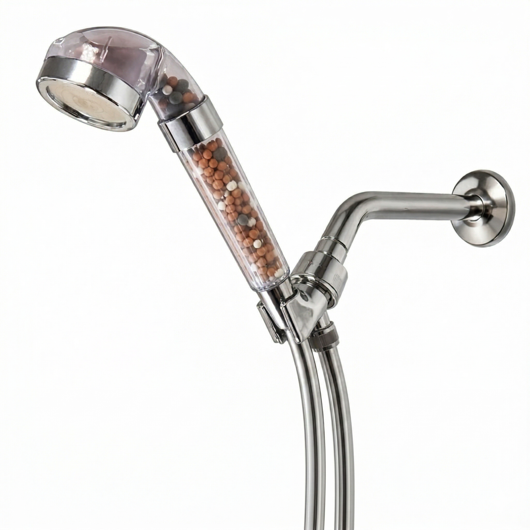 LED Ionic Showerhead Shower Essentials Kit - front view of bundles by Mineral Stream