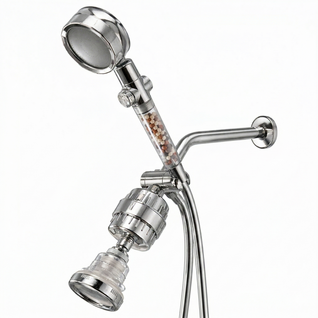 TurboFan Dual Shower System kit by Mineral Stream - handheld and wall heads with filter