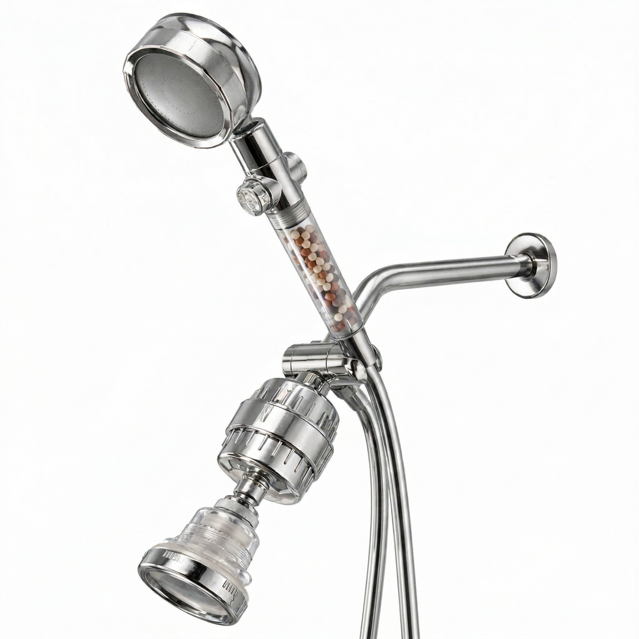 TurboFan Dual Shower System kit by Mineral Stream - handheld and wall heads with filter