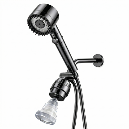 MineralStream Massage Filtered Shower Head Dual Kit in black