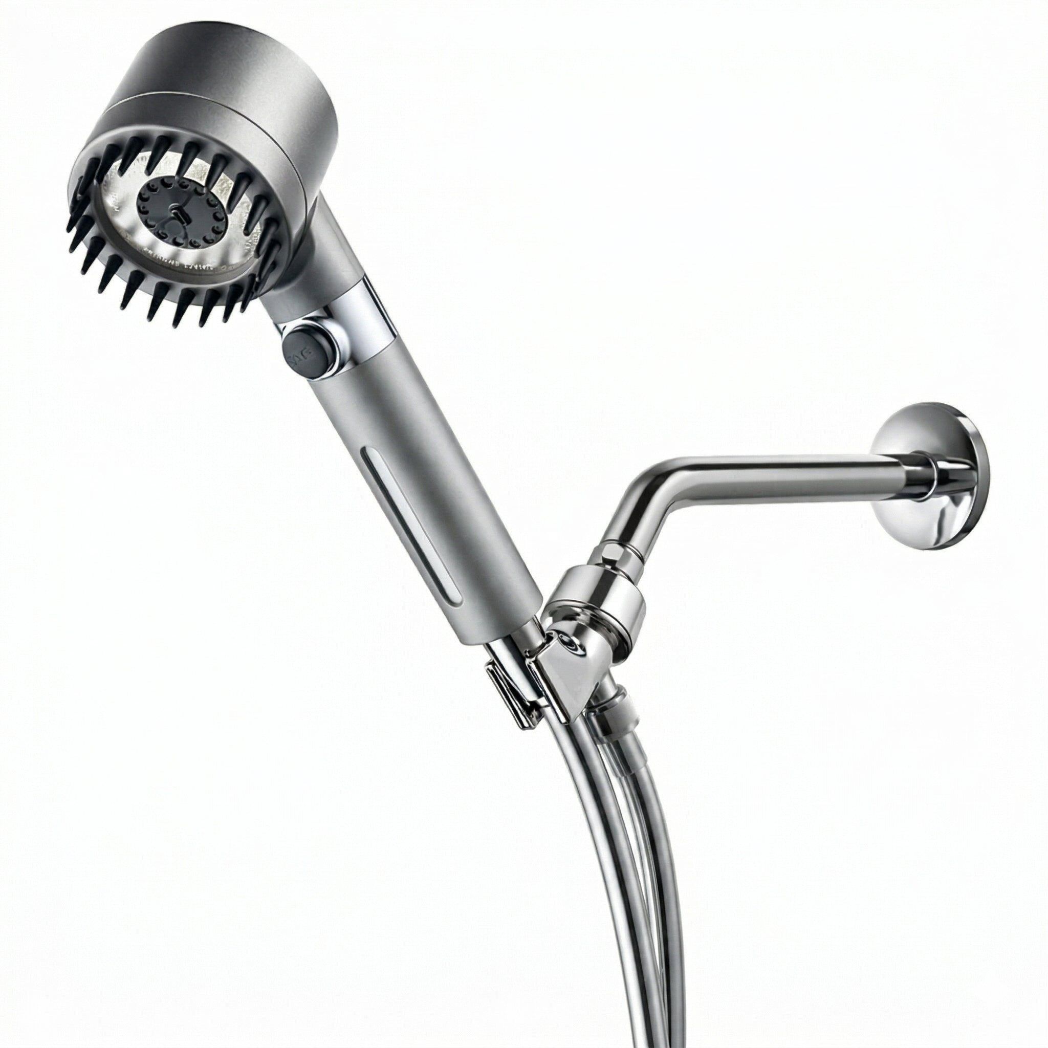 MineralStream Massage Filtered Shower Head Essentials Kit in grey